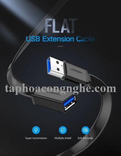 Ugreen 30128 0.5M màu Đen Cáp tín hiệu nối dài USB 3.0 dáng dẹt cao cấp US129 30030128